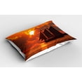 thumbnail image 2 of Ambesonne Tropical Pillow Sham 2 Pack, Sunset in Key Florida, 30"x20", Orange Dark Orange, 2 of 3