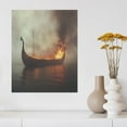 thumbnail image 3 of Viking Longship Set On Fire Floating In Sea Canvas Print 16x20inch Living Room Art Decoration Bedroom Bathroom Unframed, 3 of 8