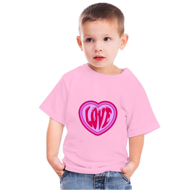 Qiopertar Haut à Manches Courtes Imprimé Col Rond Mignon Mode pour Enfants Garçons Filles en Solde à Moins de 5$ en Solde