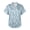 Blue Floral Print, variant on Casual Women's Satin Roll-Up Sleeve Dress Shirt, Street Wear Formal Blouse, Work Business Short Sleeve T-Shirt, Blue Toile Print, Size Large
