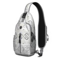 thumbnail image 1 of Tribal Style Sling Backpack, Pastoral Pattern Crossbody Daypack with Wood Grain Design, Lightweight Travel Bag, 1 of 3