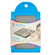 BReady 7-Day Bifold Pill Case, Compact Weekly Pill Organizer, Colors Vary