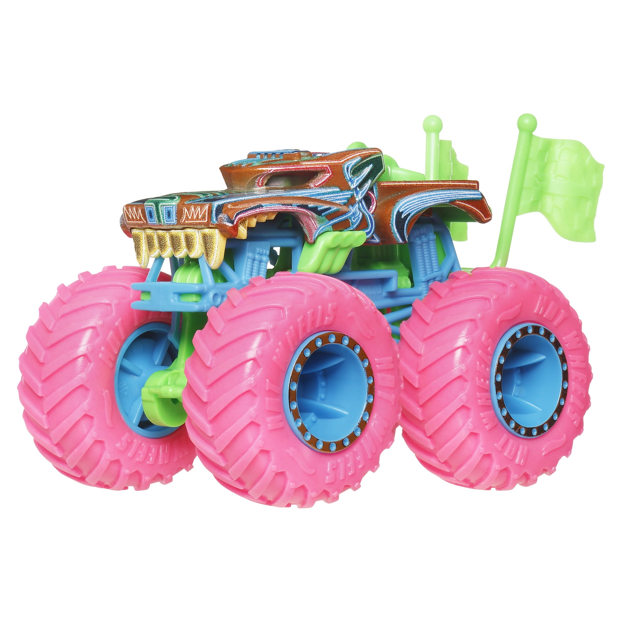 Hot Wheels Monster Trucks Neon Smashers 1:64 Scale Toy Vehicle & Clip-On Accessory (Styles May Vary)