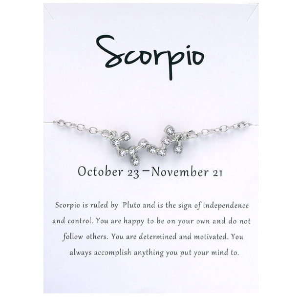 Mujeres 925 Plata Zodiaco 12 Constelación pulsera de enlace con una tarjeta de bendición