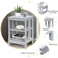 thumbnail image 4 of Yardi Yard 2 Pieces 3-Tier Nightstand with Reinforced Bars and Stable Structure-Gray, Side Table, Chairside Table Narrow End Table for Bedroom Living Room Kitchen, 4 of 6