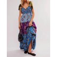 thumbnail image 3 of Brewee Robe Boho à Imprimé Floral d'Été 2024 pour Femmes, Bretelles Spaghetti, Volants, Ligne A, Longue Robe Maxi de Plage, 3 of 4