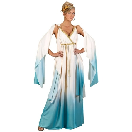 Adult Womens Greek Goddess Deity Cream/Light Blue Flowing Halloween