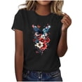 thumbnail image 2 of T-shirt for Women Independence Day Printed Short Sleeved Round Neck Casual Top Black M, 2 of 5