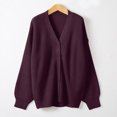 thumbnail image 6 of Nooxsoe Cardigan Sweaters for Women Knit Outerwear Long Cardigan Loose Fit Soft Knit Breathable Light Weight Cardigan Long Sleeve Open Front Outfits Knitwear Sweater Coat Women Cardigan Purple 2xl, 6 of 7