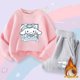 thumbnail image 1 of Cinnamoroll-Ropa deportiva Kawaii Anime Sanrio para niños, Conjunto de sudadera informal, pantalones de 2 piezas, ropa de dibujos animados para niñas lindas, otoño, 1 of 4