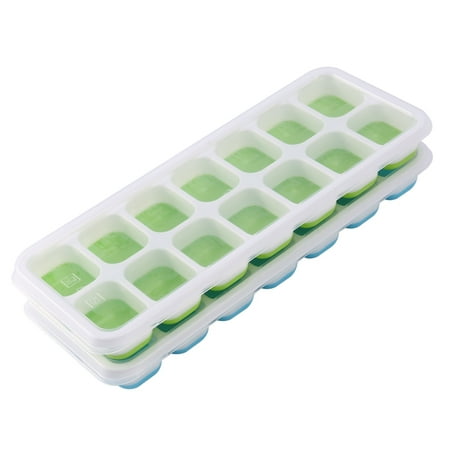 

Vervmczn Ice Square Trays Easy-Release Silicone and Flexible 14-Ice Trays with Spill-Resistant Removable Lid Stackable Durable and Dishwasher Safe