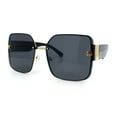 thumbnail image 5 of Womens Metal Frame Rimless Oversized Luxury Fashion Butterfly Sunglasses Gold Black - Black, 5 of 8