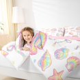 thumbnail image 3 of Manfei Colorful Gradient Bow Full Size Comforter Sets,Rainbow Conch Stars Bedding Comforter Set,Pink Reversible,3pcs,1 Comforter and 2 Pillowcases, 3 of 7