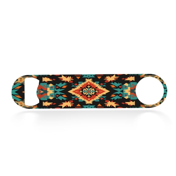 Flat Bottle Opener Heavy Duty Stainless Steel Bottle Opener Beer Flask Tools for Kitchen Bar Restaurant, 7 Inch - Intricate Geometric Pattern in Bold Colors