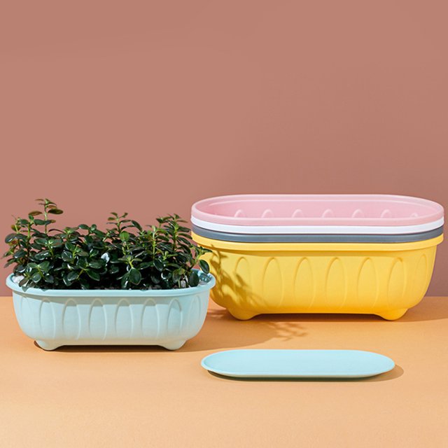 Flmtop 5Pcs Flowerpot Eco-friendly Anti-deform Plastic Rectangle Flower Planter Supplies for Home