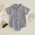thumbnail image 4 of KPOPLK Newborn Baby Boy Summer Romper Short Sleeve Bodysuit Jumpsuit Summer Cute Clothes(6-12 Months,Black), 4 of 9
