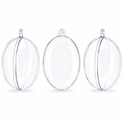 Set of 3 Clear Plastic Egg Ornaments 4.35 Inches (100 mm)