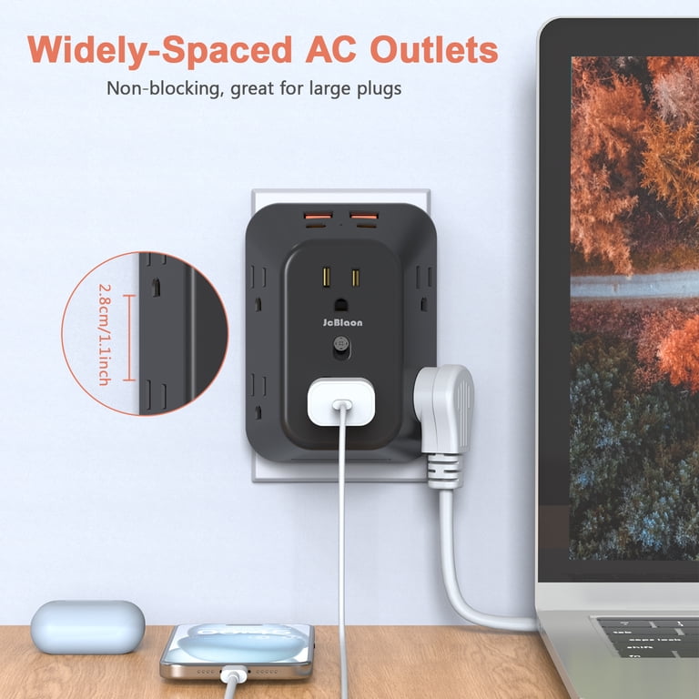 JcBlaon Multi Plug Surge Protector with 4 USB Ports photo 5
