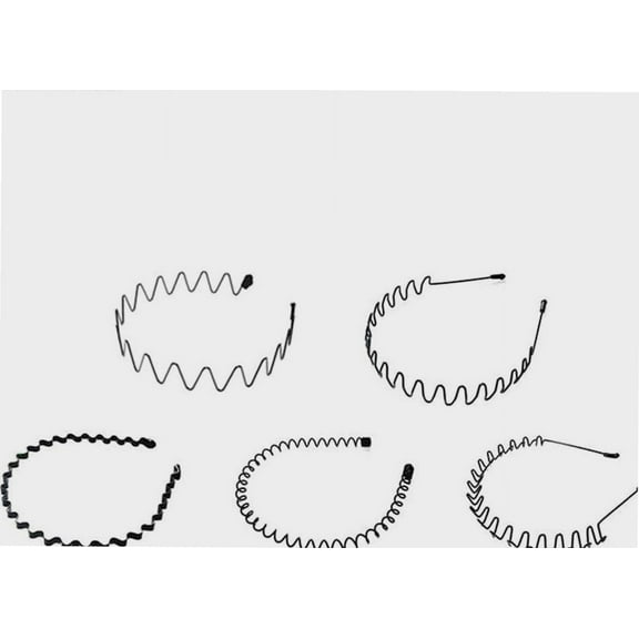 5 Pcs Unisex Black Metal Spiral Wave Headband Men Women Hair Band Accessories