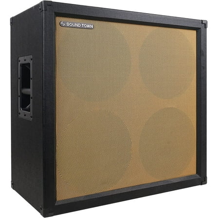 Sound Town 4x12" Empty Guitar Speaker Cabinet, Birch Plywood, Black, Wheat Cloth Grill, Compatible with Celestion/Eminence Speakers (GUC412BK-EC)