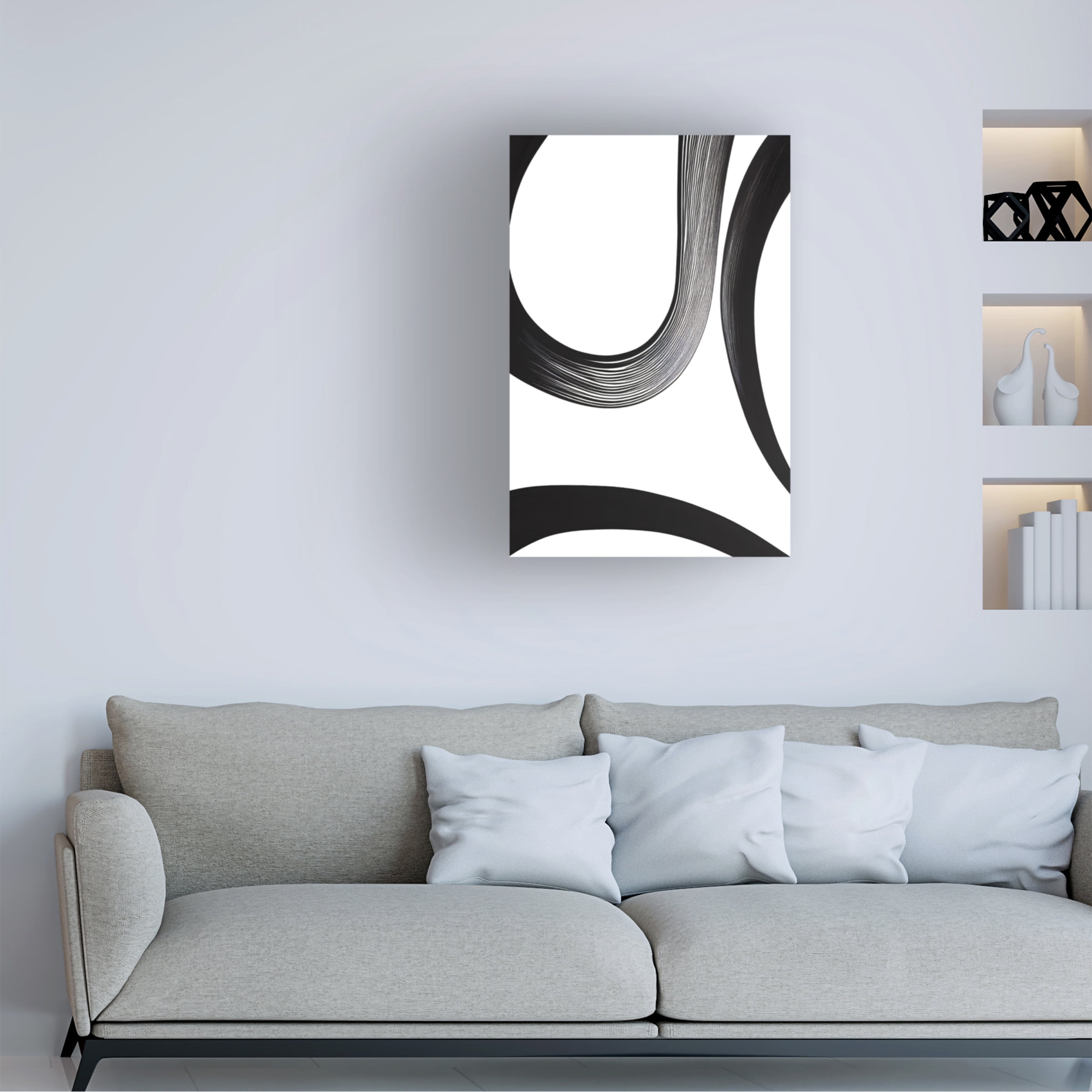 Canvas Wall Art - Ray Heere 'Black White Bold Strokes 23' Wall Art for Living Room, Bedroom, or Office DÃ©cor by Trademark Fine Art - 12 x 19 Inches