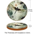 thumbnail image 3 of Dragonfly 6pcs Round Coasters Set, Microfiber Leather Drink Coasters, 11x11cm/4.3x4.3in, Kitchen Table Coasters for Bar, Home - Black, 3 of 6