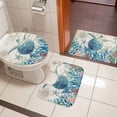 thumbnail image 5 of Summer Marine Life Bathroom Rugs Set Ocean Sea Turtle Starfish Coral Retro Anchor Non Slip Absorbent Soft Bath Mats 3 Piece Set with Bathroom Rug, U-Shaped Floor Mat, Toilet Seat Cover Large Size, 5 of 9