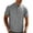 Dark Gray, variant on Men's Vertical Waffle Rib Henley Chest Pocket Short Sleeve T-Shirt, Mandarin Collar Five Button Placket Relaxed Fit Stretch Quick Dry Polyester Spandex Casual Tee