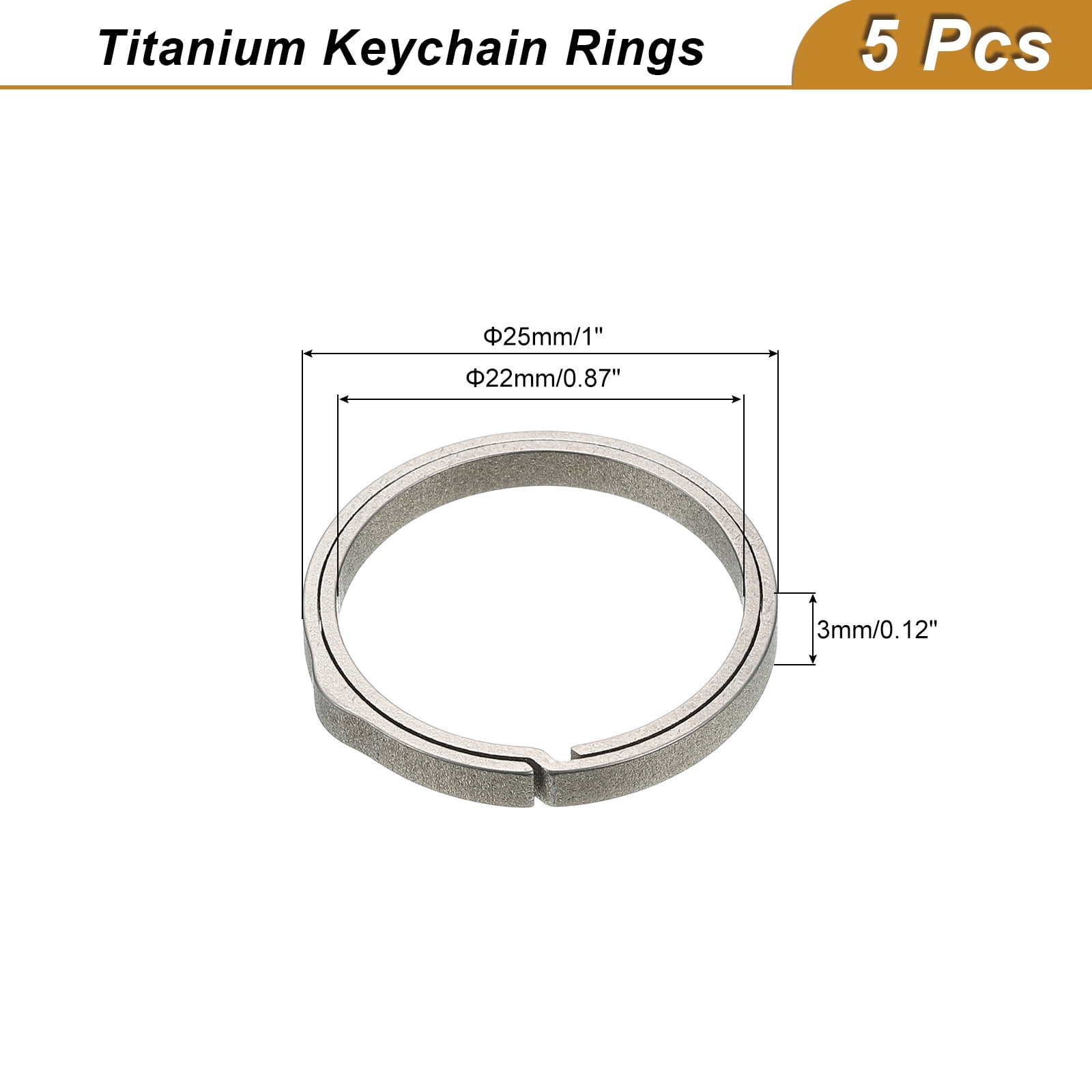 Titanium Keychain Rings 5 Pcs 1-inch Split Side Pushing Key Rings Split Key Ring Circle Assorted for Home Car Office Keys Attachment Key Chain Silver