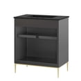 thumbnail image 4 of Modway Awaken 30" Solid Wood and MDF Bathroom Vanity in Black, 4 of 7