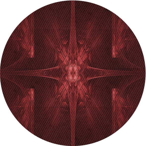 Ahgly Company Indoor Round Patterned Saffron Red Area Rugs, 7' Round