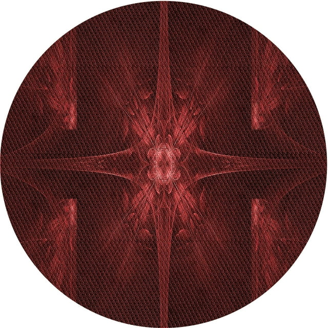 Ahgly Company Tapis Rond Lavable en Machine Intérieur Transitionnel Rouge Safran, 4 Pieds Rond