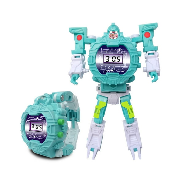 Kids Children Fashion Cute Cartoon Transformers Robot Electronic Wrist Watch Educational Toy Gift