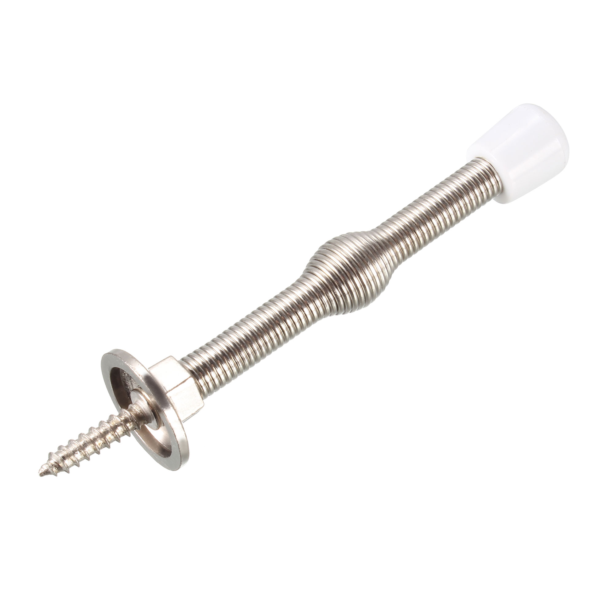 Door Stoppers Nickel Plated 75mmL Flexible Metal Screwin Spring Stops