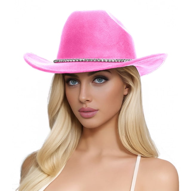 Sun Hat for Women Western Style Glitter Rhinestone Cowboy Hat Fashion Accessory Sun Protective Headwear