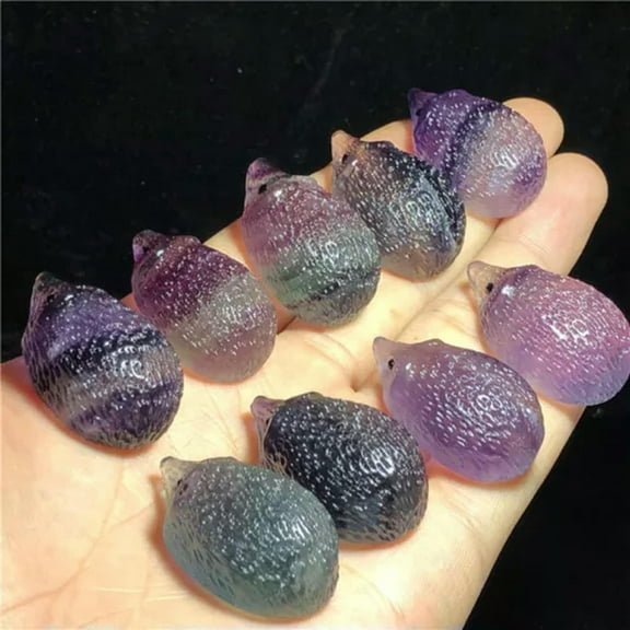 EOEMY Natural Quartz Stone Pendulum Hexagonal Pendant Crystal Healing Reiki Necklace-Rainbow Carved Fluorite Hedgehog