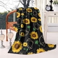 thumbnail image 2 of Black Geometric Sunflower Pattern Blanket,Comfortable Soft Lamb Wool Throw Blanket,All Season,Warm Lightweight Blankets for Sofa Bed Couch Living Room Chair,60"x80", 2 of 4