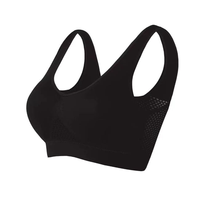 Sujetador deportivo de malla hueca sin anillo de acero con agujeros transpirables a prueba de golpes para yoga, running, ropa interior deportiva de gran tamaño