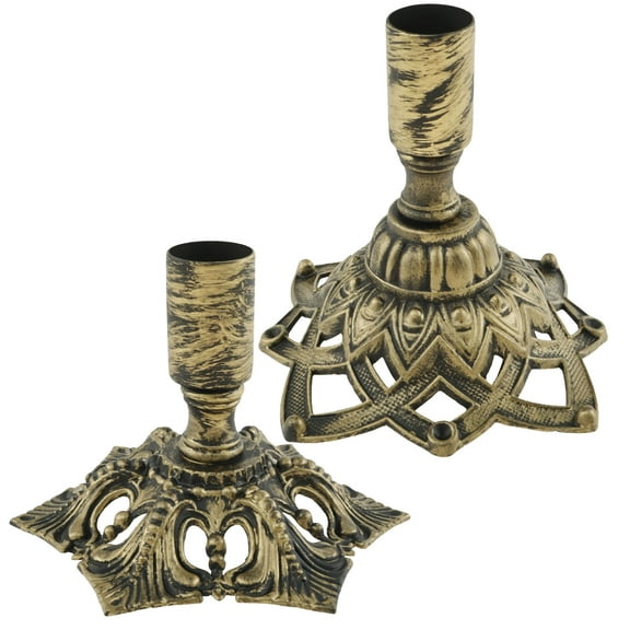 Toorise 2Pcs Iron Candlestick Holders Fits 3/4 Inch Thick Candle Decorative Vintage Gold Finish Taper Candle Holders European Style Stick Candle Holders for Home Wedding Decor