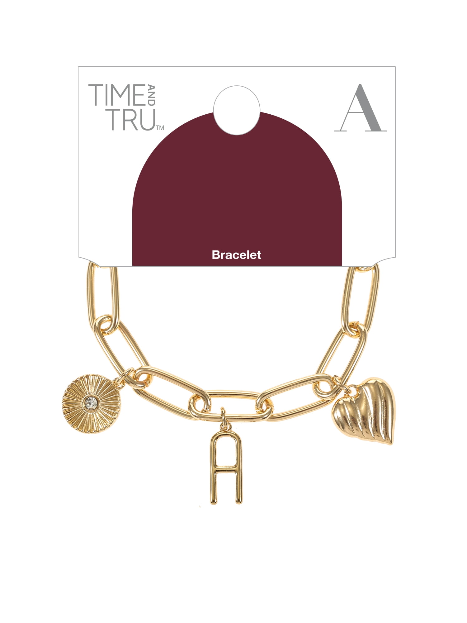 Time and Tru Goldtone Initial Charm Bracelet, Initial A