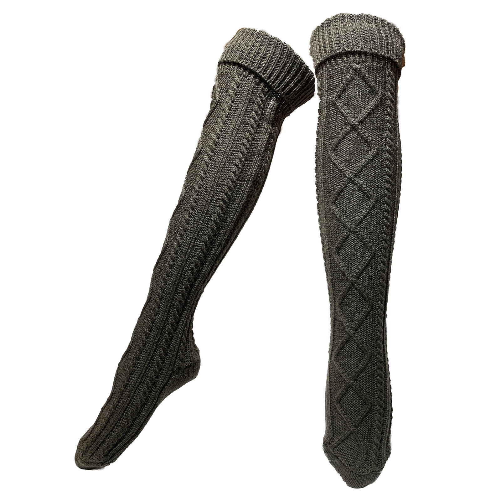 Womens Thigh High Socks Cable Knit Long 