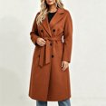 thumbnail image 7 of Enjoytime Trench Coat Women Lapel Double Breasted Long Overcoat with Belt Long Sleeve Trendy Casual Fashion Fall Winter Outerwear, 7 of 7