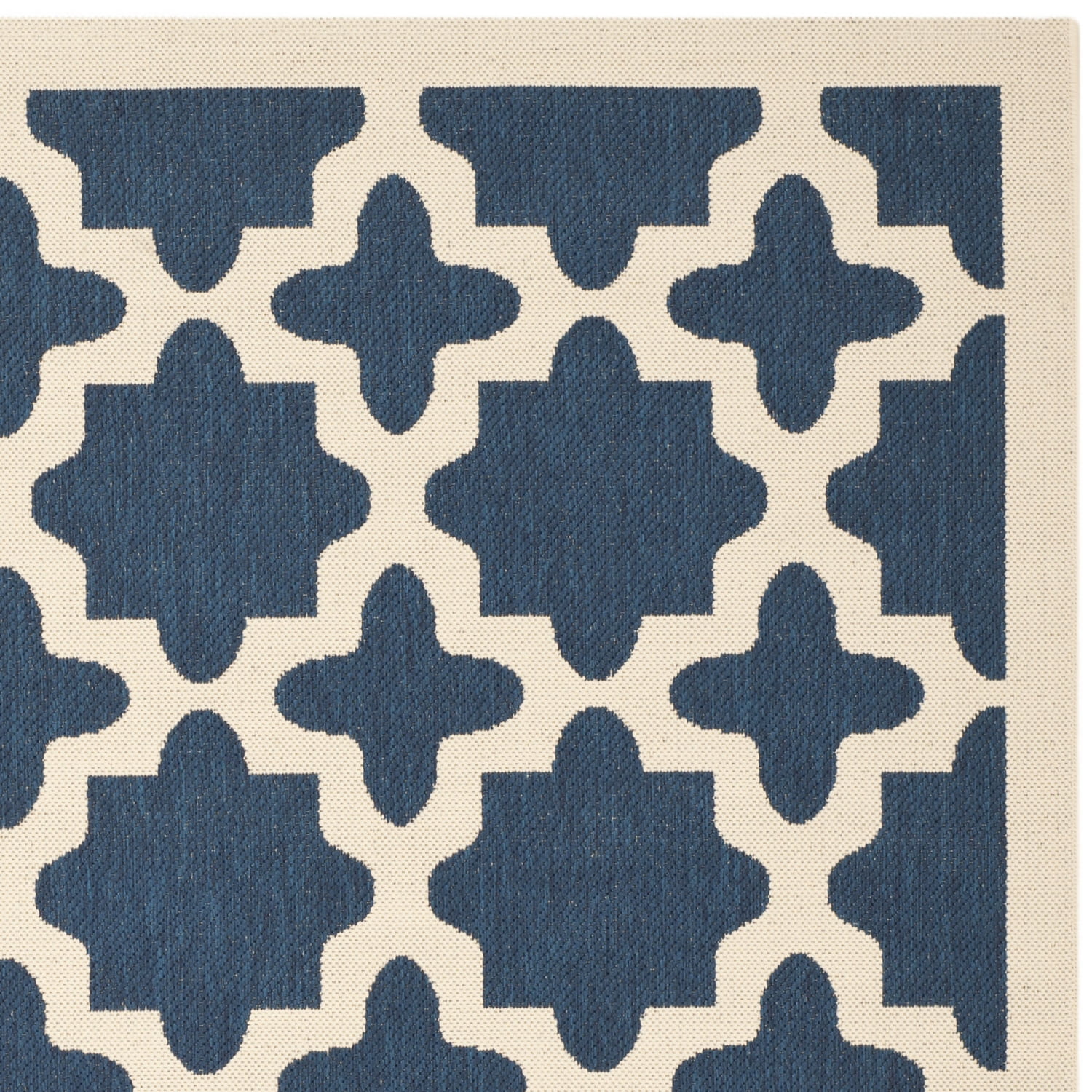 SAFAVIEH Courtyard Amanda Geometric Indoor/Outdoor Area Rug, 6'7" x 6'7" Square, Navy/Beige
