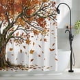 thumbnail image 2 of Tree Fall Shower Curtain Set, Waterproof Shower Curtains for Bathroom, Autumn Leaves Branches Watercolor Botanical Elegant Washable Fabric Bath Curtain for Bathtub Decoration with Hooks 48x72 Inches, 2 of 9