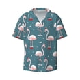 thumbnail image 3 of Goofa Elegant Flamingo Printed Men's Casual Short-sleeved Shirt,Lightweight Breathable Button-down,Summer Casual men's top,Versatile Fashion shirt-3X-Large, 3 of 7