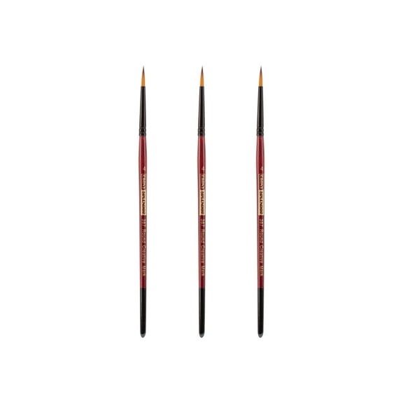 Creative Mark Ebony Splendor Short-Handled Synthetic Sable Paint Brush, Round # 4, Pack of 3, Teijin Multi-Filament Hair, Handcrafted Synthetic Paint Brushes for Acrylic, Watercolor Painting and More