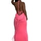 thumbnail image 3 of VISgogo Vestido ajustado con espalda abierta para mujer, falda cruzada sin mangas con cuello halter de color liso, verde/azul/rosa VISgogo moda, 3 of 9