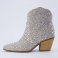 thumbnail image 3 of Cushionaire Bravo Sparkly Rhinestone Western Cowboy Ankle Boots for Women, Glitter Boots With Memory Foam, Wide Widths Available, 3 of 10