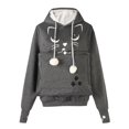thumbnail image 1 of Sudadera con capucha para amantes de los gatos, jerséis con bolsillo para orejas de animales, pata de perro canguro, envío directo, 1 of 4
