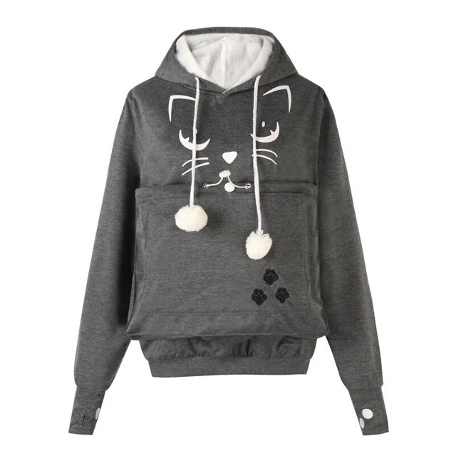 Sudadera con capucha para amantes de los gatos, jerséis con bolsillo para orejas de animales, pata de perro canguro, envío directo